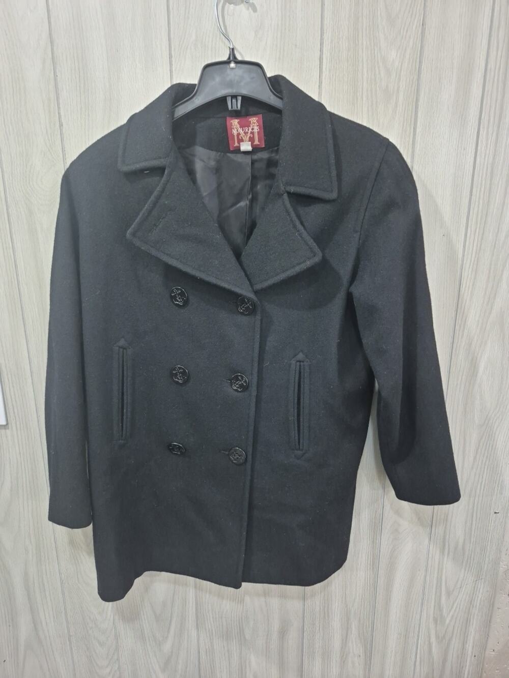 Vintage Maurices Made In USA 100% Pure Wool Pea Coat Size M Warm Retro Classic